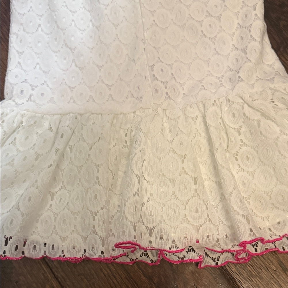 NWT Youngland 3T Toddler White Lace Dress with Pink Trim - Picture 6 of 7